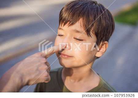 Nother touching her son's nose. Family relationship concept Nother touching her son's nose. Family relationship concept 107953926