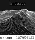 Wireframe landscape background. Abstract vector. 3d technology illustration. 107954183