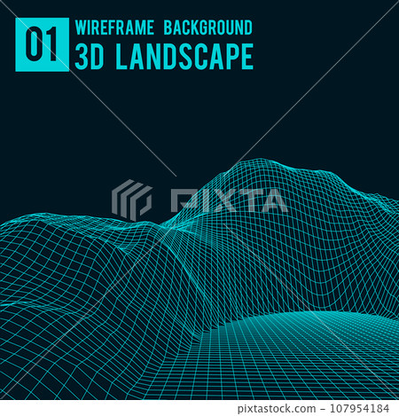 Wireframe landscape background. Abstract vector. 3d technology illustration. 107954184