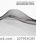Wireframe landscape background. Abstract vector. 3d technology illustration. 107954185