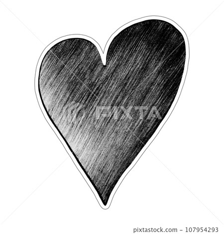 Black Heart Drawn by Colored Pencil. The Sign of World Heart Day. Symbol of Valentines Day. Heart Shape Isolated on White Background. Black Heart Drawn by Colored Pencil. The Sign of World Heart Day. Symbol of Valentines Day. Heart Shape Isolated on White Background. 107954293