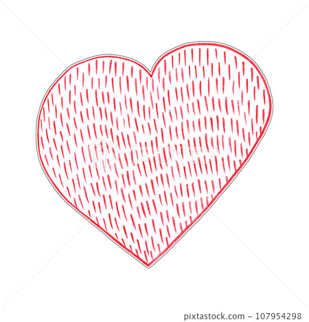 Red Heart Drawn by Colored Pencil. The Sign of World Heart Day. Symbol of Valentines Day. Heart Shape Isolated on White Background. Red Heart Drawn by Colored Pencil. The Sign of World Heart Day. Symbol of Valentines Day. Heart Shape Isolated on White Background. 107954298