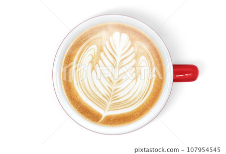 cafe au lait coffee drink illustration realistic 107954545