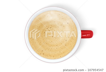 咖啡廳牛奶咖啡飲料插畫寫實 107954547