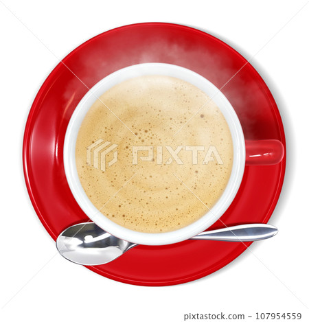咖啡廳牛奶咖啡飲料插畫寫實 107954559