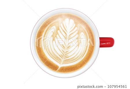 咖啡廳牛奶咖啡飲料插畫寫實 107954561