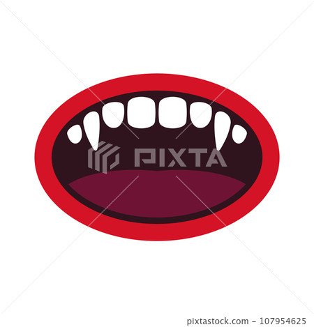 Smile of Vampire on White Background. Vector 107954625