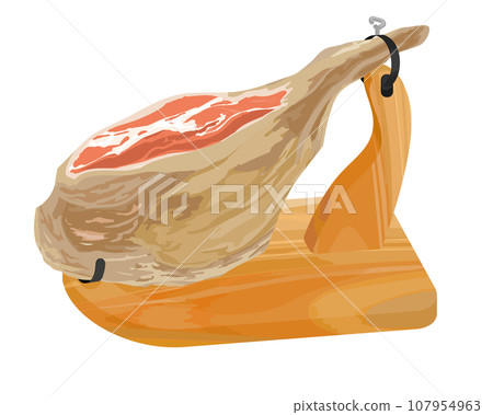 Spanish cuisine_vector illustration of raw ham log Spanish cuisine_vector illustration of raw ham log 107954963
