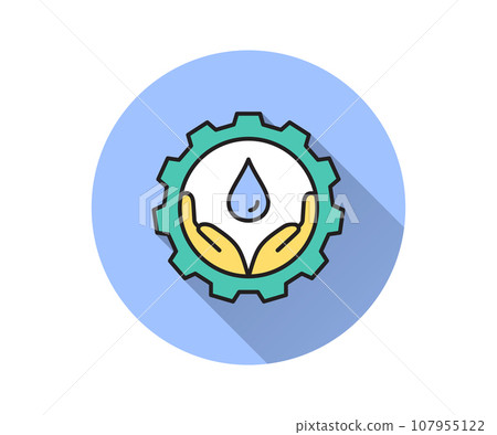 Water conservation flat icon with long shadow for graphic and web design. Water conservation flat icon with long shadow for graphic and web design. 107955122