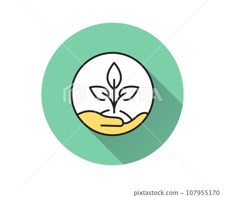 Environment protection flat icon with long shadow for graphic and web design. Environment protection flat icon with long shadow for graphic and web design. 107955170
