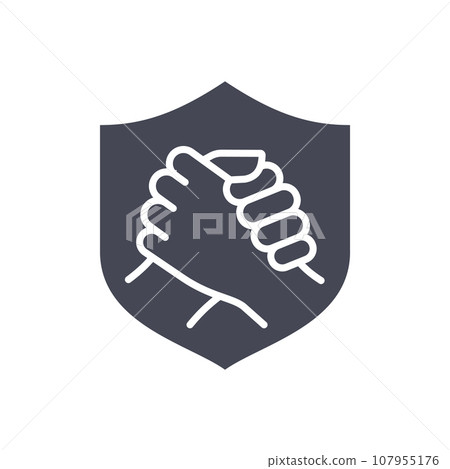Shield security glyph icon on white background. Vector illustration. Shield security glyph icon on white background. Vector illustration. 107955176