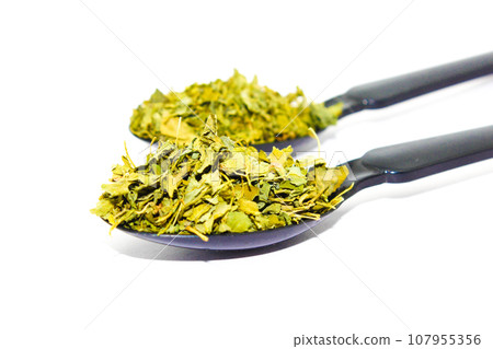 kasuri methi on white background with selective focus 107955356