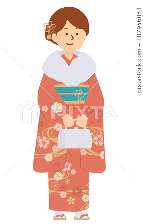 Illustration of a woman wearing a kimono Illustration of a woman wearing a kimono 107956031