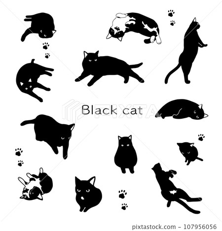 Black cat silhouette illustration material Black cat silhouette illustration material 107956056