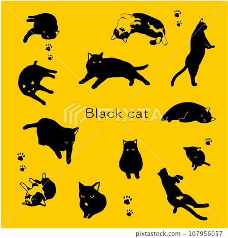 Black cat silhouette illustration material Black cat silhouette illustration material 107956057