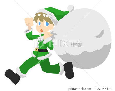 Santa man carrying a big bag Santa man carrying a big bag 107956100