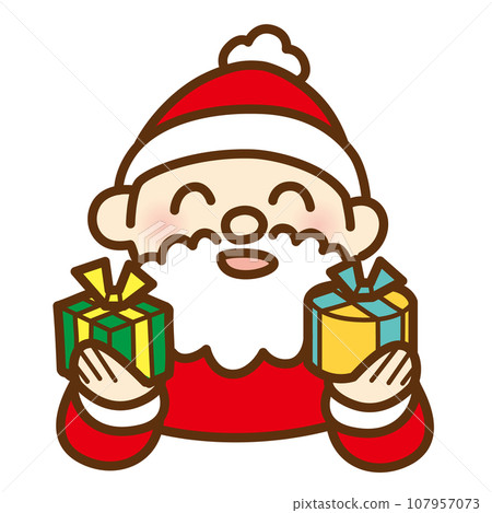微笑的聖誕老人雙手拿著禮物的插圖 107957073