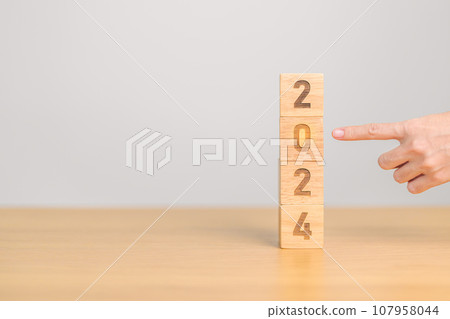 2024 year block on table. goal, Resolution, strategy, plan, start, budget, mission, action, motivation and New Year concepts 2024 year block on table. goal, Resolution, strategy, plan, start, budget, mission, action, motivation and New Year concepts 107958044