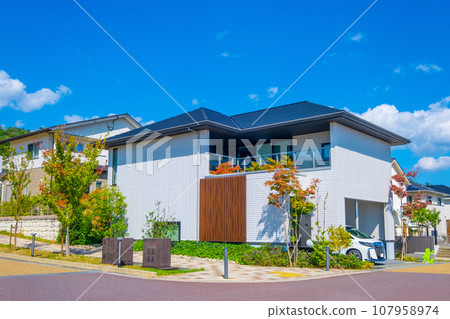 A quiet town with no telephone poles A quiet town with no telephone poles 107958974