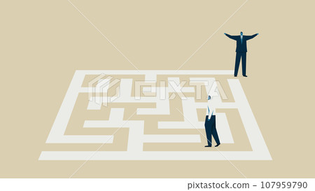 A man who got lost in a maze and a man who reached the goal. 107959790