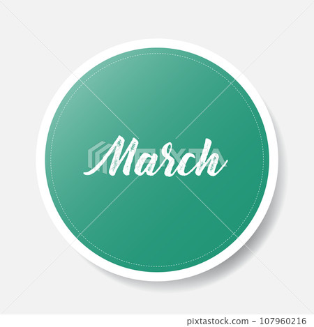 March green round sticker on white background, vector illustration March green round sticker on white background, vector illustration 107960216