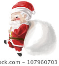 Santa Claus holding a present 107960703