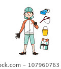為在海灘上玩耍的孩子們準備的夏季衣服和工具 107960763