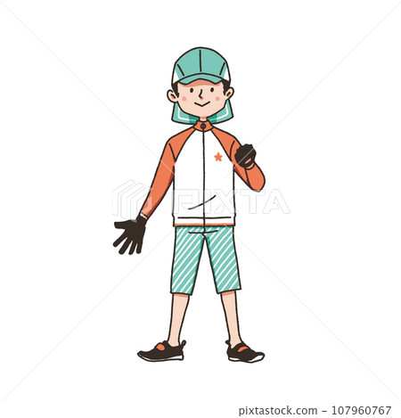 Summer clothes for children playing on the beach 107960767