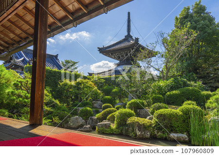 從安那塔寺圓能院庭園看到的多寶塔(京都府龜岡市) 從安那塔寺圓能院庭園看到的多寶塔(京都府龜岡市) 107960809