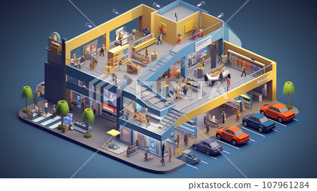 3D of the shopping mall. Business concept.... - Stock Illustration ...