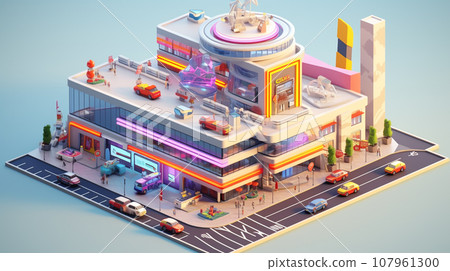 3D of the shopping mall. Business concept.... - Stock Illustration ...