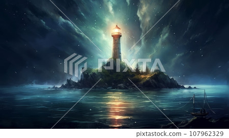 lighthouse in the ocean lighthouse in the ocean 107962329
