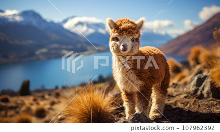 alpaca in the mountains alpaca in the mountains 107962392