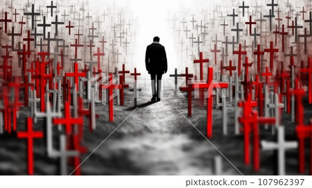 cemetery many crosses halloween cemetery many crosses halloween 107962397