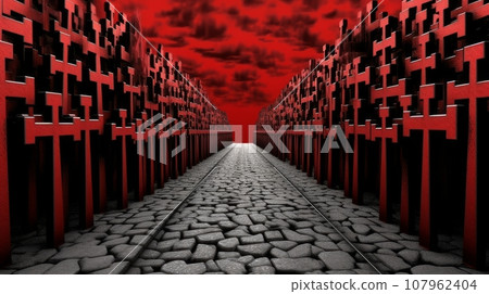 cemetery many crosses halloween cemetery many crosses halloween 107962404