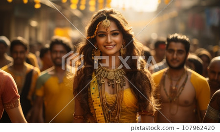 Indian beauty Telangana festival 107962420