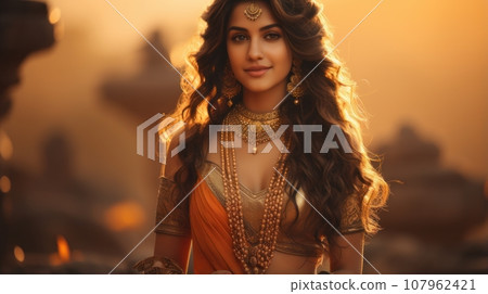 Indian beauty Telangana festival 107962421