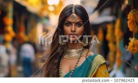 Indian beauty Telangana festival 107962425