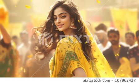 Indian beauty Telangana festival 107962427