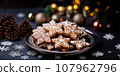 Christmas cookies, wooden background 107962796