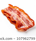 Fried bacon isolated on white background 107962799