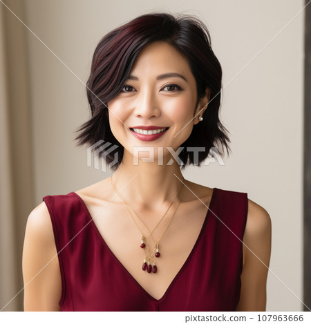 穿著酒紅色洋裝的女人 AI 生成 107963666
