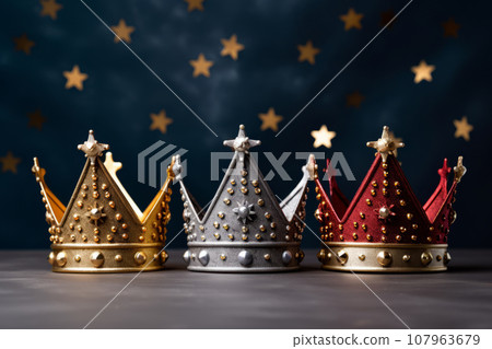 Three crowns as a symbol of the celebration of the Day of the Three Kings 107963679
