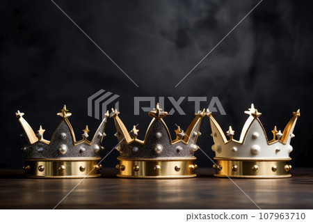 Three crowns as a symbol of the celebration of the Day of the Three Kings Three crowns as a symbol of the celebration of the Day of the Three Kings 107963710