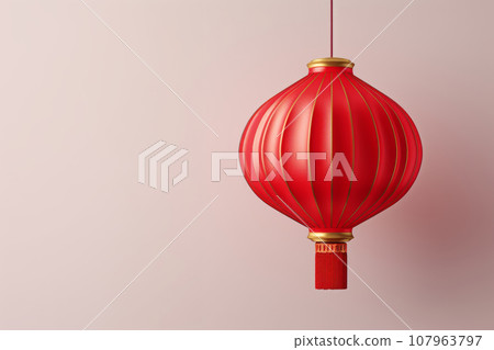 Red Chinese flashlight on a light background. Red Chinese flashlight on a light background. 107963797