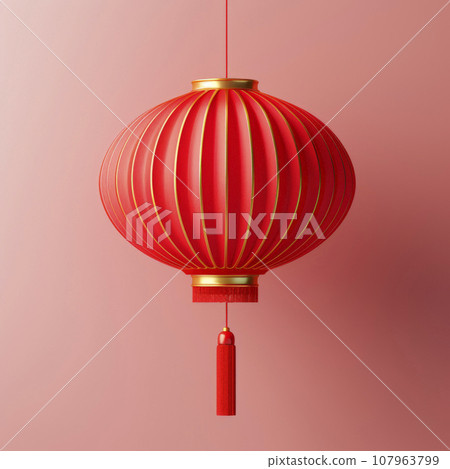 Red Chinese flashlight on a light background. Red Chinese flashlight on a light background. 107963799
