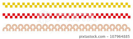 New Year's checkered pattern and wave line illustration 107964885