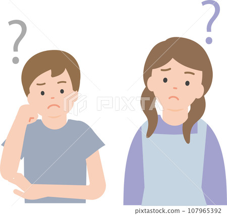 兩個孩子歪著頭表示疑問 兩個孩子歪著頭表示疑問 107965392