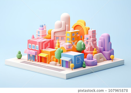 多彩小鎮（3D） 有趣的城市景觀和有趣的生活。 107965878