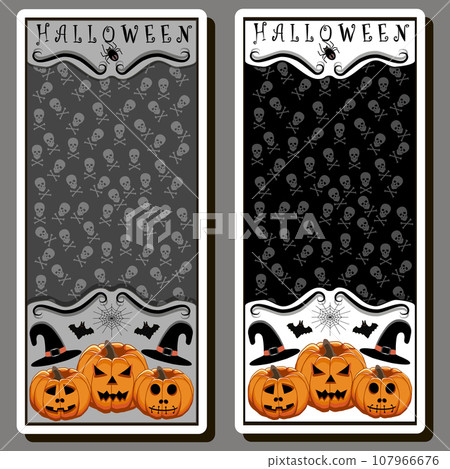 Illustration on theme sticker for celebration holiday Halloween with orange pumpkins 107966676